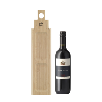 Wijn geschenkkist huis met tapasplank rood - met logo