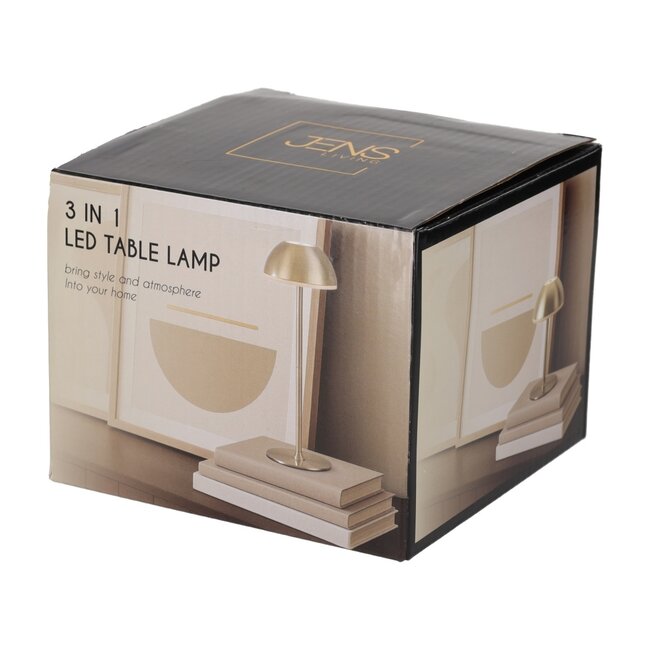LED 3-in-1 touch tafellamp goud - oplaadbaar