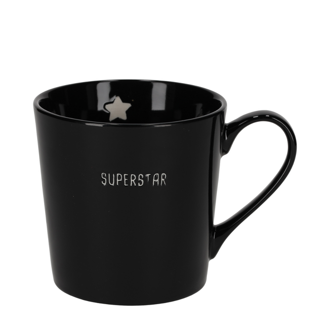 Shiny porseleinen mok SUPERSTAR - zwart