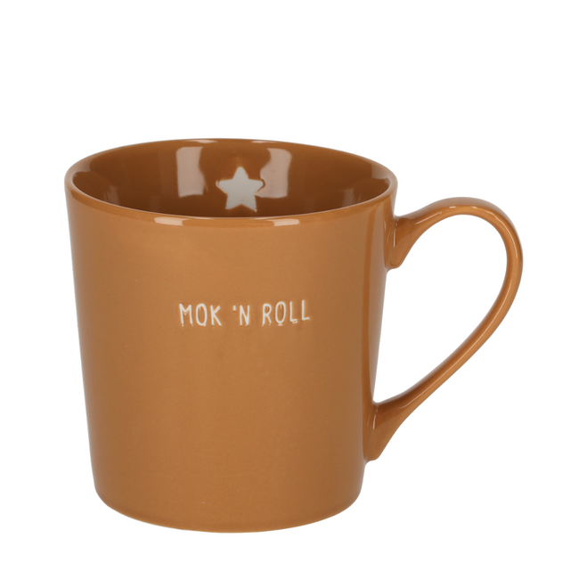 Shiny porseleinen mok MOK 'N ROLL - karamel