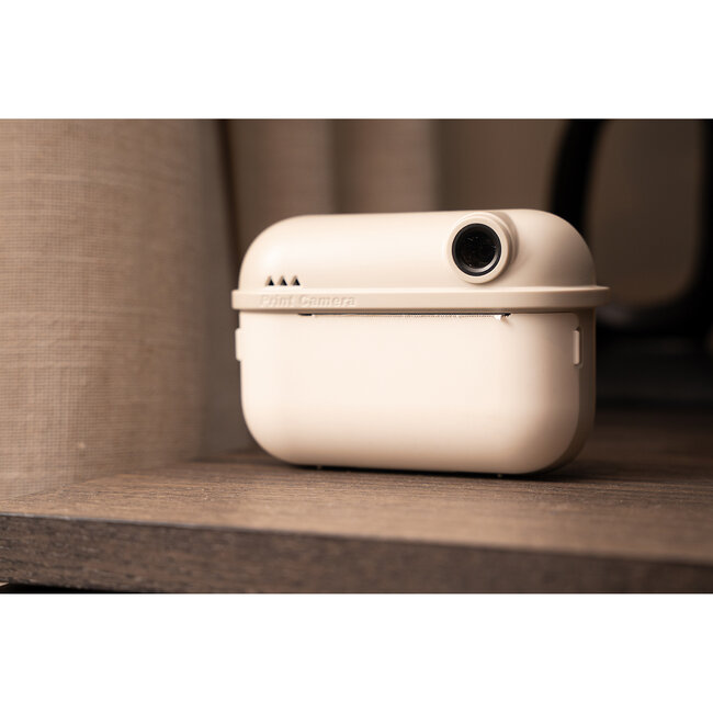 Camera met printer incl twee rolletjes papier - taupe