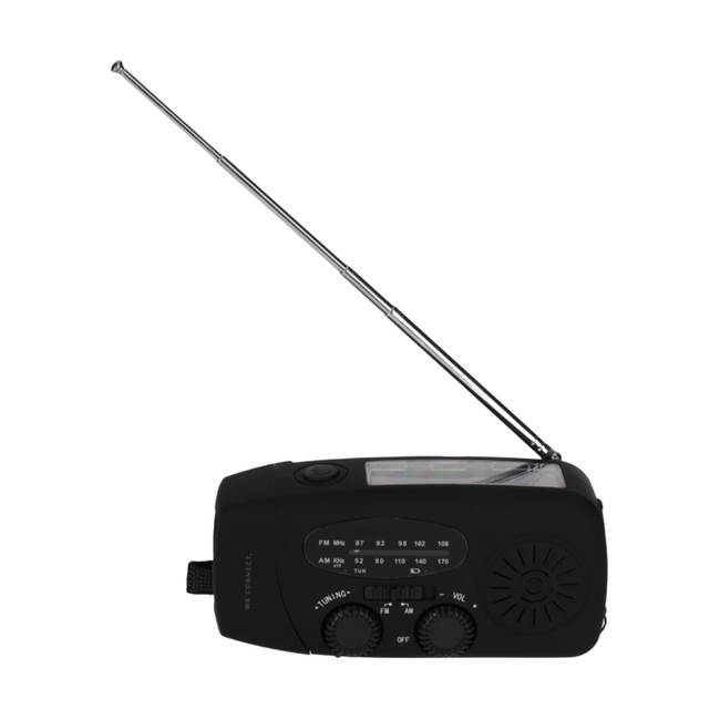 BRAINZ Emergency solar/FM/LED/Radio speaker zwart