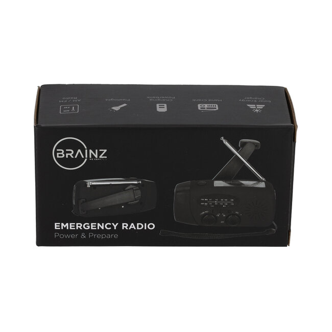 BRAINZ Emergency solar/FM/LED/Radio speaker zwart