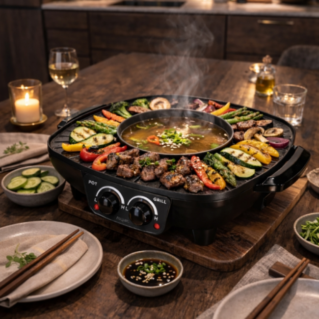 2-in-1 hotpot & grill - zwart