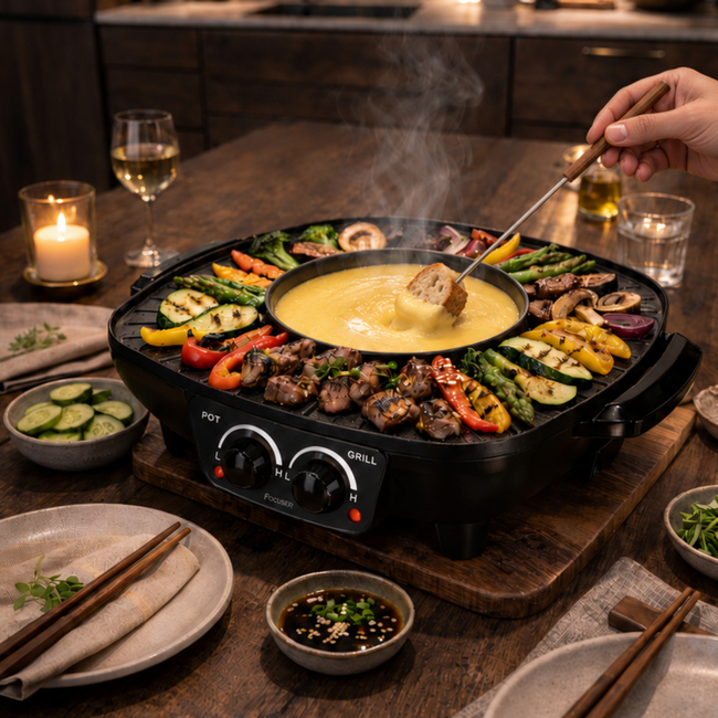 2-in-1 hotpot & grill - zwart