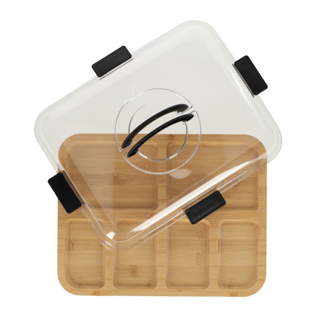 Bamboe snack tray met deksel