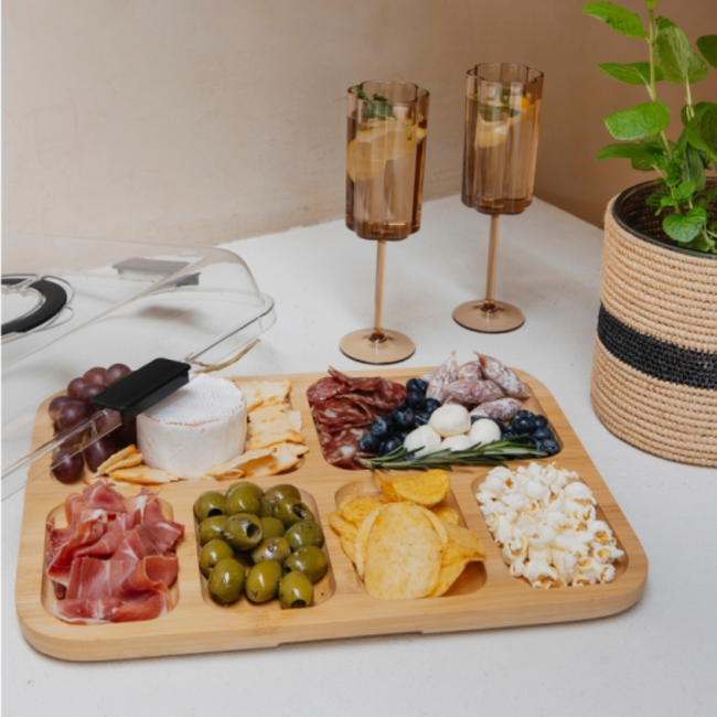 Bamboe snack tray met deksel