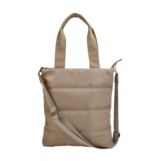 Padded shopper taupe incl trolleyband