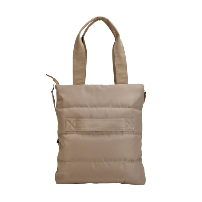 Padded shopper taupe incl trolleyband