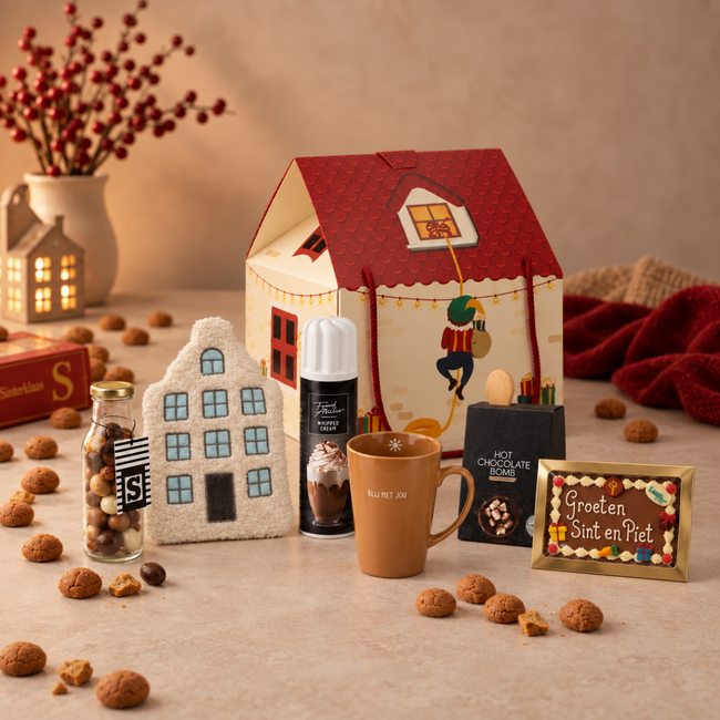 Sinterklaaspakket huisje en grachtenpand pittenzak