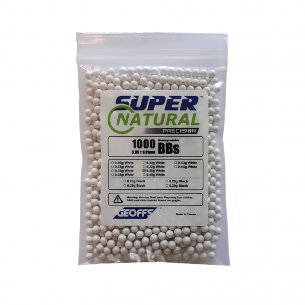 Geoffs SUPER NATURAL PRECISION™ Bio BBs 0.36g 1000 White