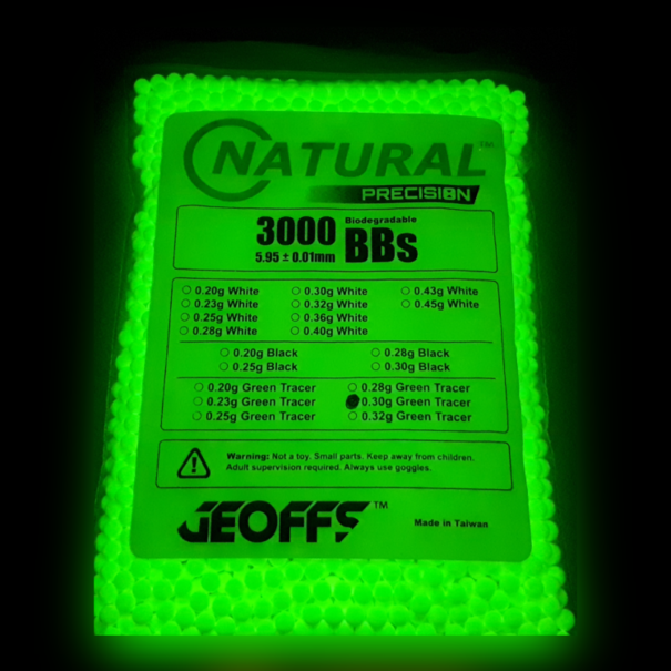 Geoffs NATURAL PRECISION™ BIO BBS 0.3G 3000 GREEN TRACER