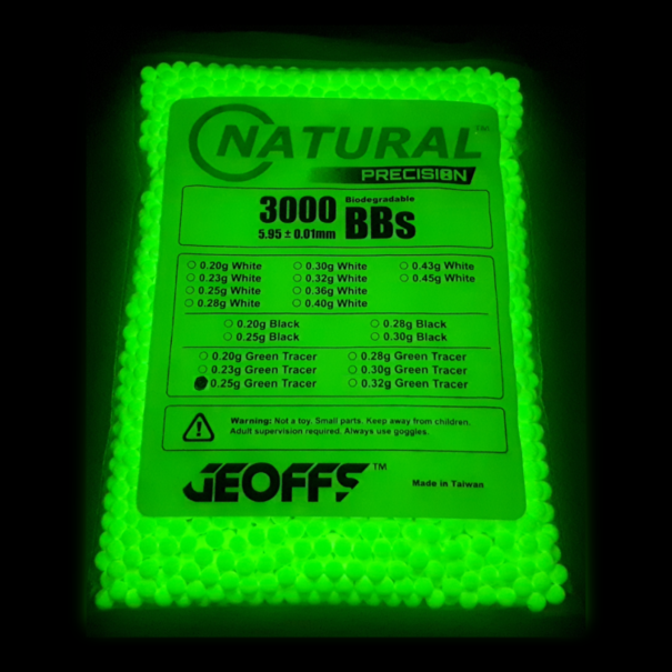 Geoffs NATURAL PRECISION™ BIO BBS 0.25G 3000 GREEN TRACER