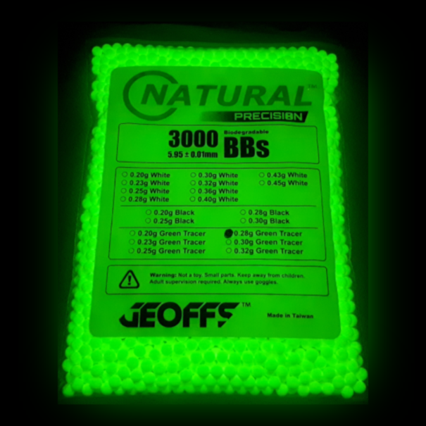 Geoffs NATURAL PRECISION™ BIO BBS 0.28G 3000 GREEN TRACER