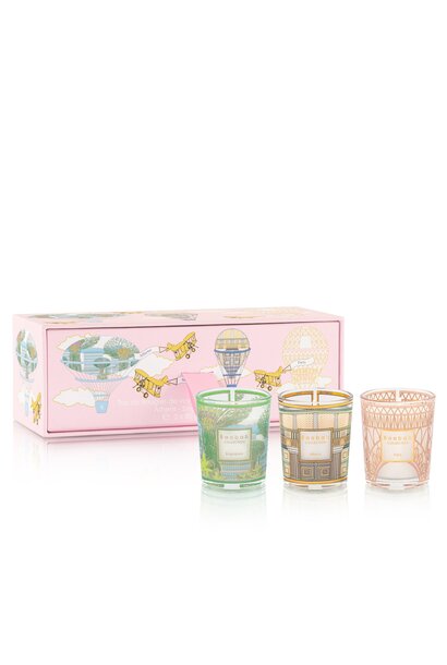Trio travel kaarsen Singapore - Athens - Paris 3x 6 cm