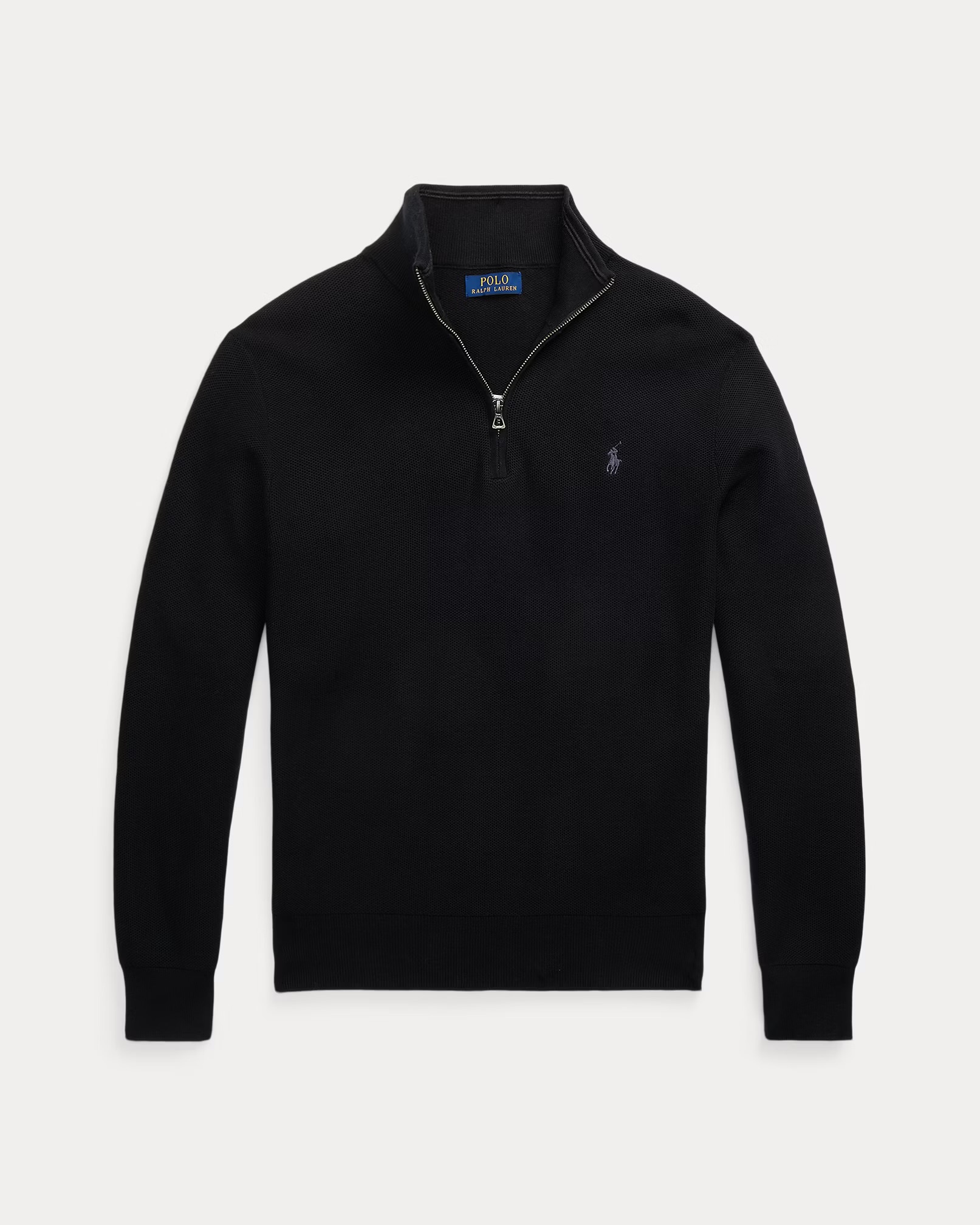 Mesh-knit cotton Quarter-zip jumper-1