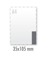 Sticker 35x105mm (indoor wit) 90 grams plakpapier wit, glanzend