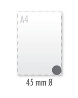 Sticker rond 45mm (indoor wit) 90 grams plakpapier wit, glanzend