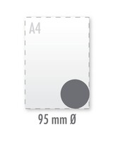 Sticker rond 95mm (indoor wit) 90 grams plakpapier wit, glanzend