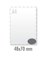 Sticker ovaal 48x70mm (indoor wit) 90 grams plakpapier wit, glanzend