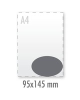 Sticker ovaal 95x145mm (indoor wit) 90 grams plakpapier wit, glanzend