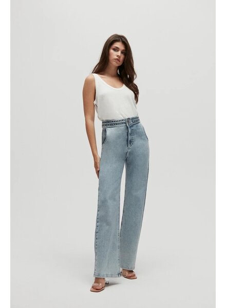 Homage Wide Leg Jeans With Belt Detail