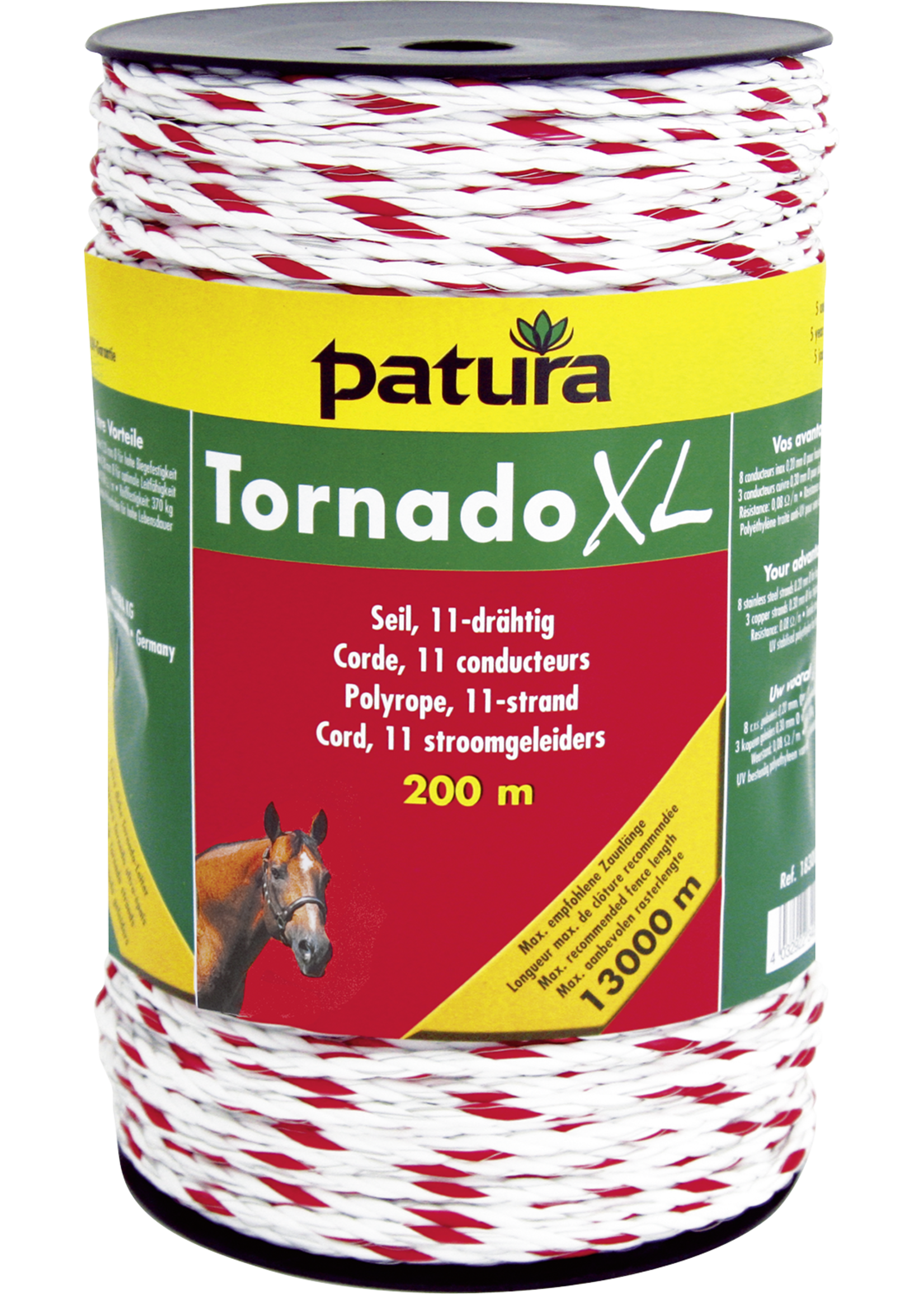 Tornado XL cord white/red, 200m roll