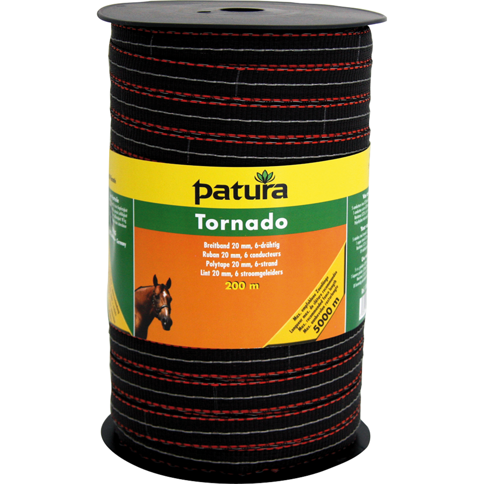 Patura Tornado ribbon 20mm brown/orange 200m/roll