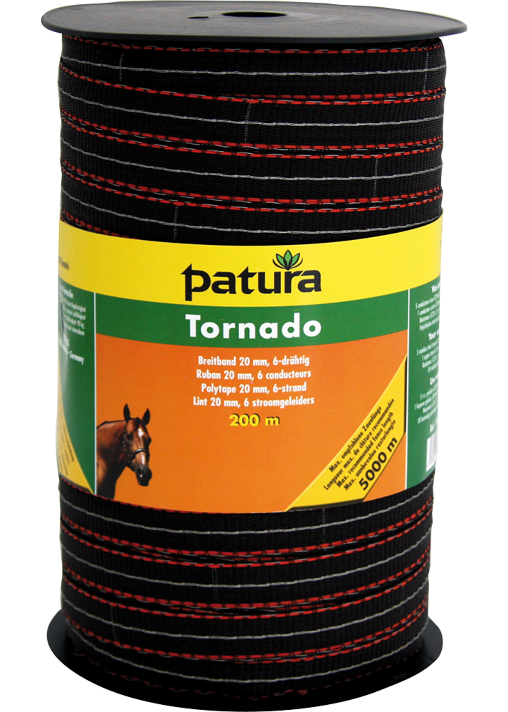 Patura PTR Tornado lint 20mm bruin/oranje 200m/rol