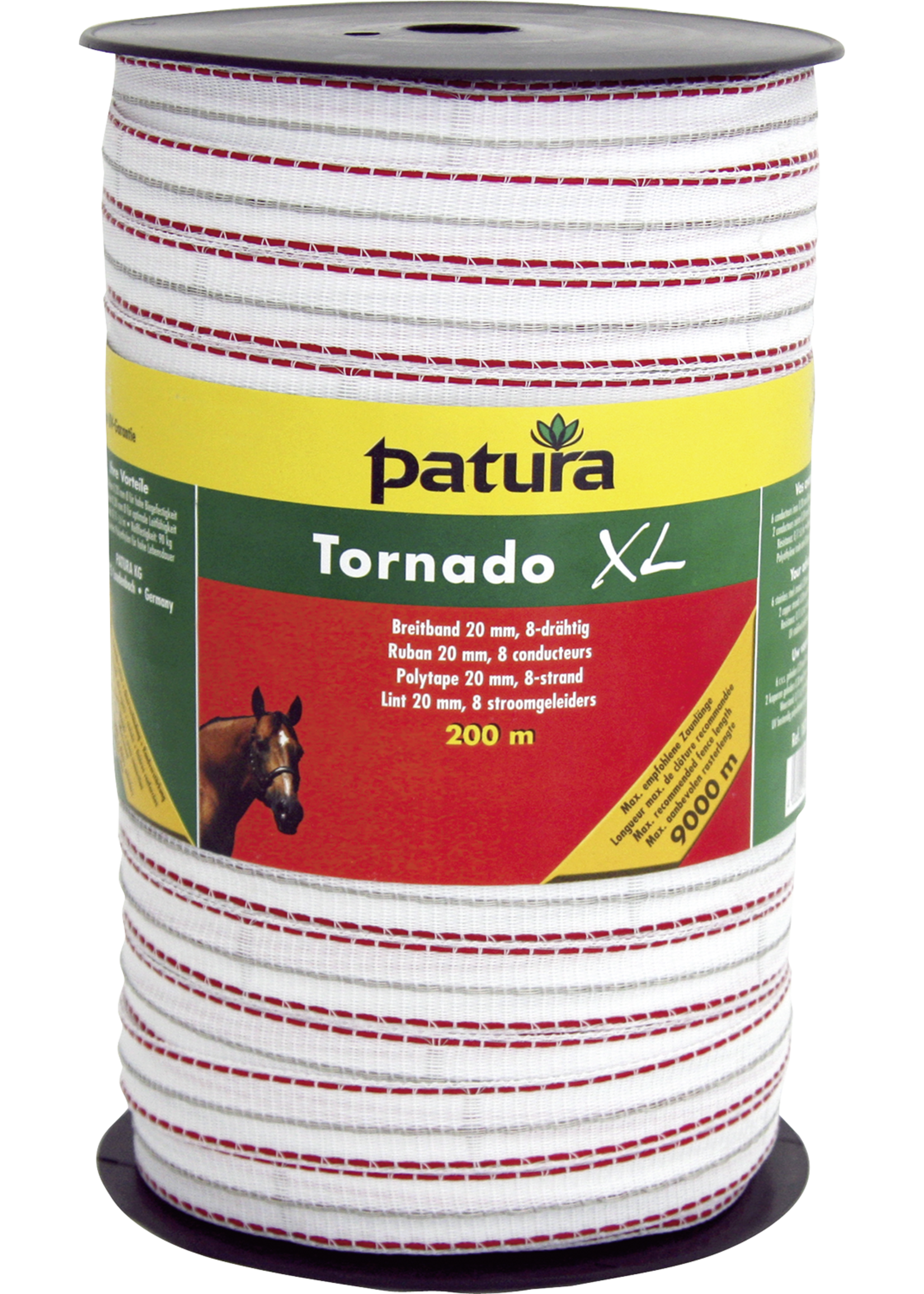 Patura Tornado XL lint 20mm wit/rood 200m/rol