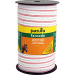 Patura Ruban Tornado 20mm blanc/orange 400m/rouleau