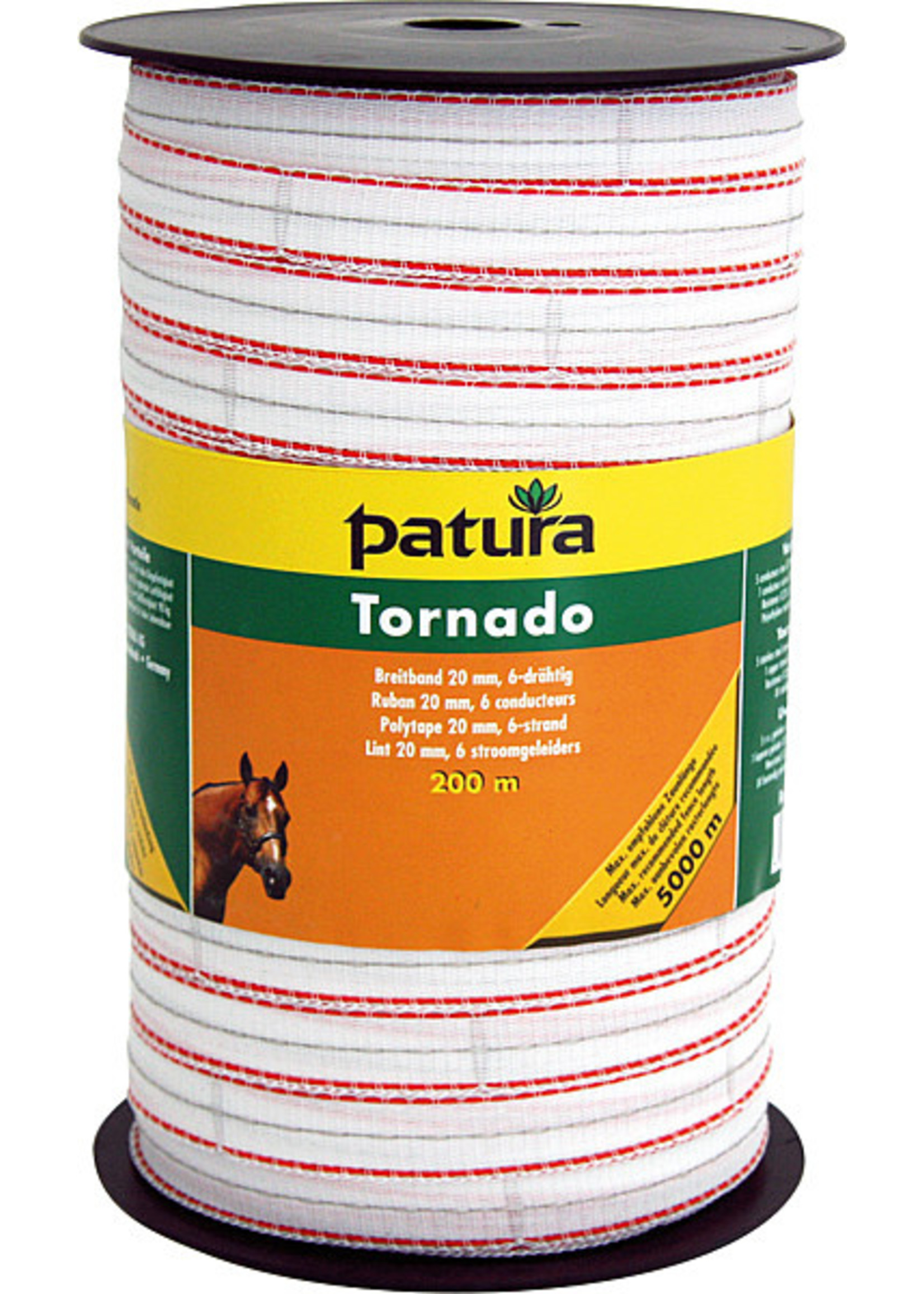Patura PTR Tornado lint 20mm wit/oranje 400m/rol