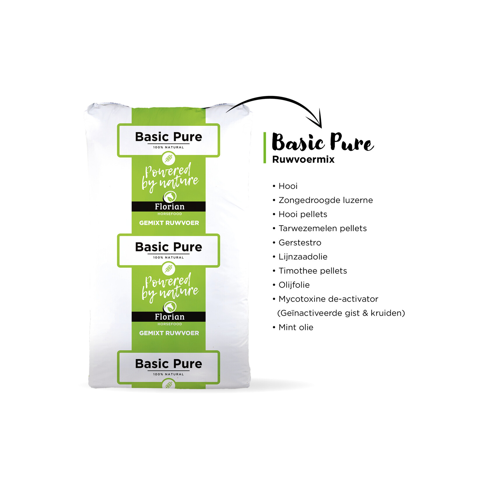 Florian Florian Basic Pure 14 kg | Vezelrijke ruwvoeraanvulling voor een natuurlijk rantsoen