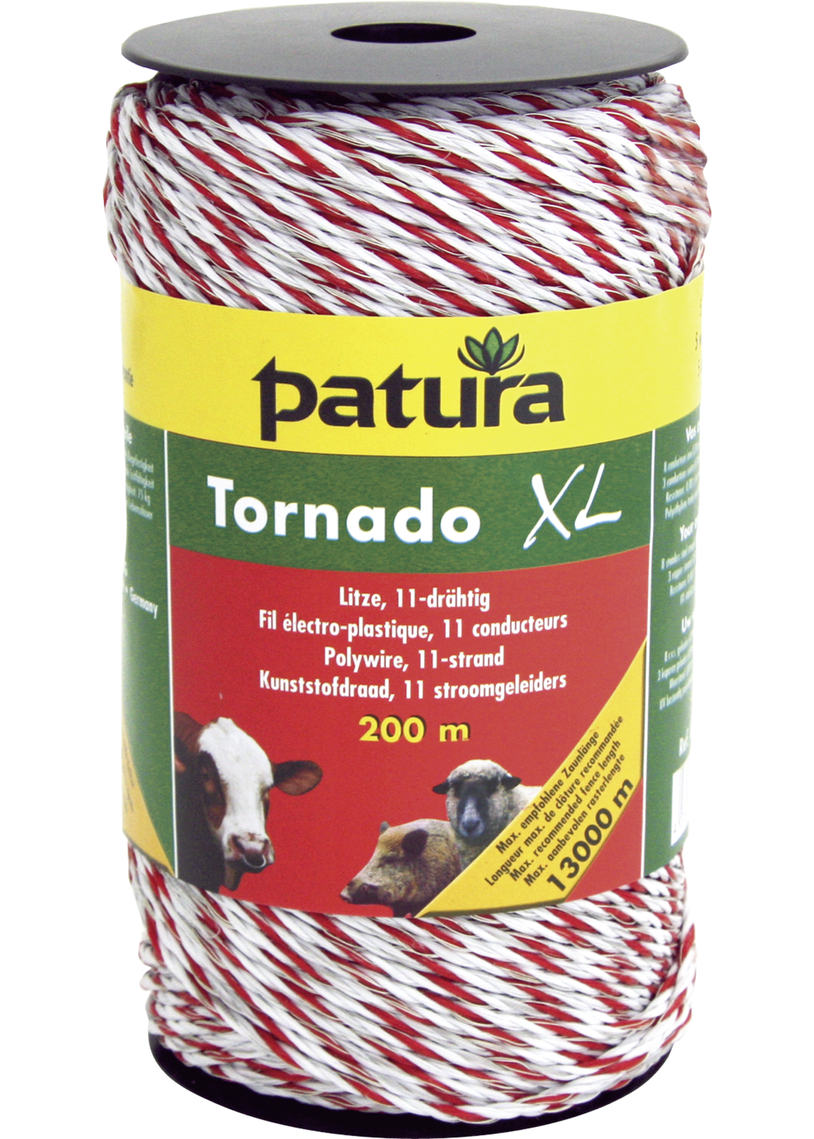 Patura PTR Tornado XL kunststofdraad wit/blauw 200m rol