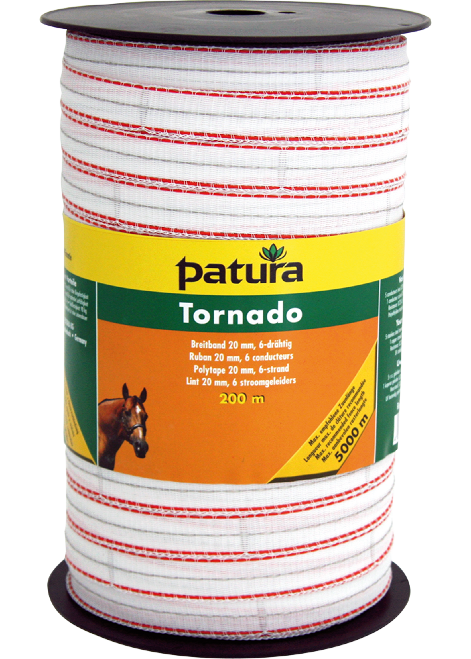 Patura PTR Tornado lint 20mm wit/oranje 400m/rol