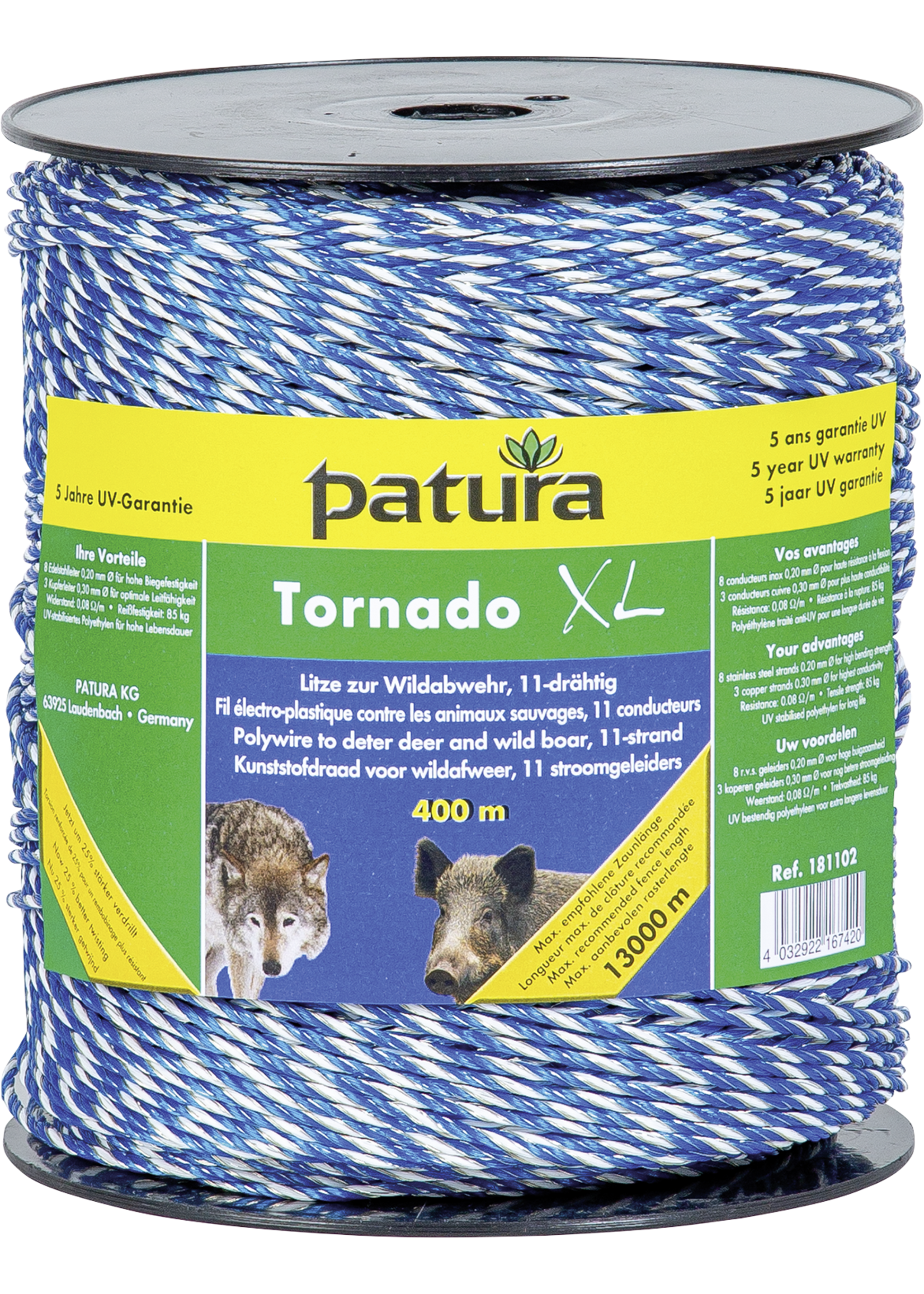 Tornado XL fil plastique bleu/blanc 400m