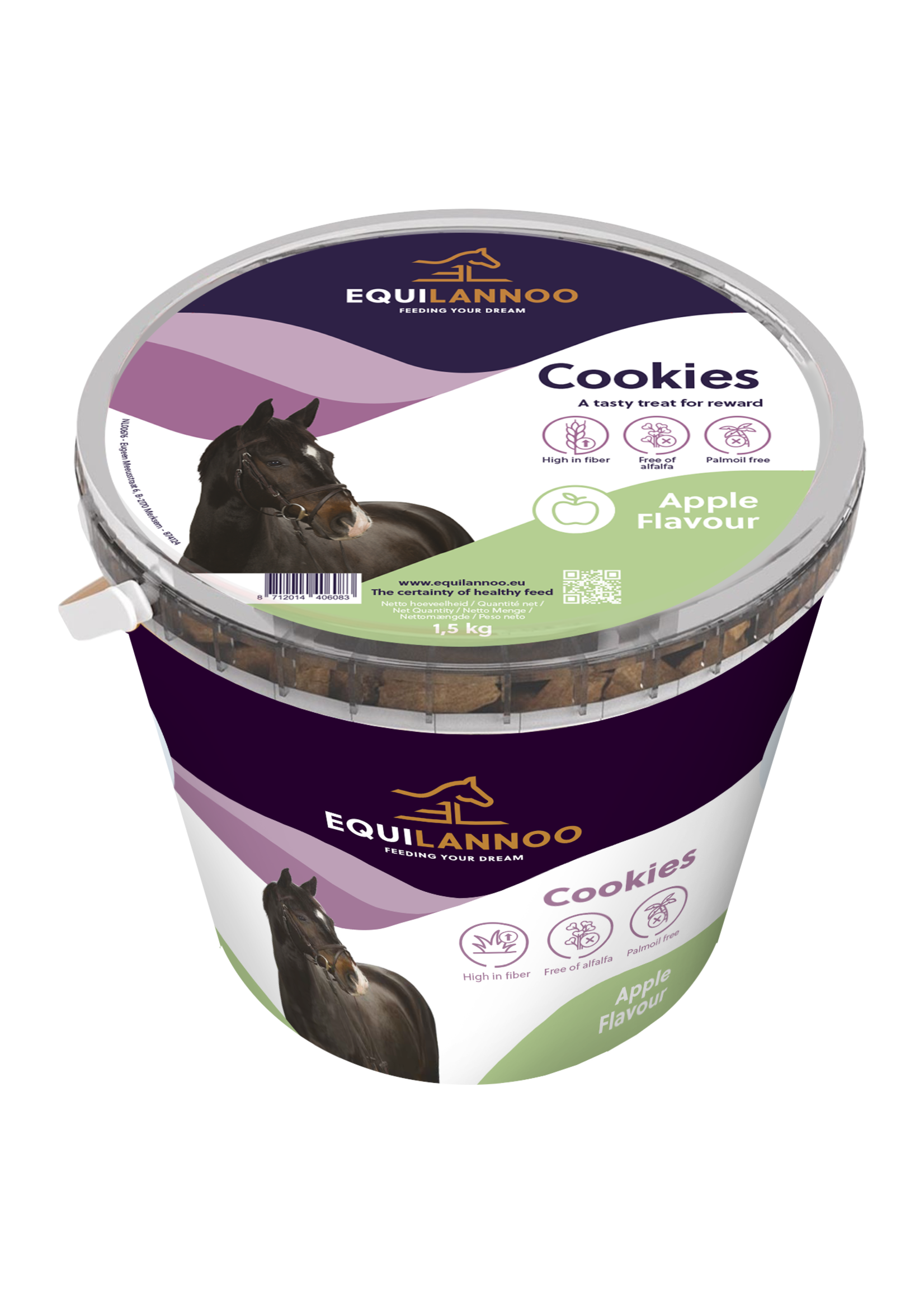 Equilannoo EQL Cookies Saveur Pomme 1,5 kg | Délicieux biscuits à la pomme pour chevaux et poneys