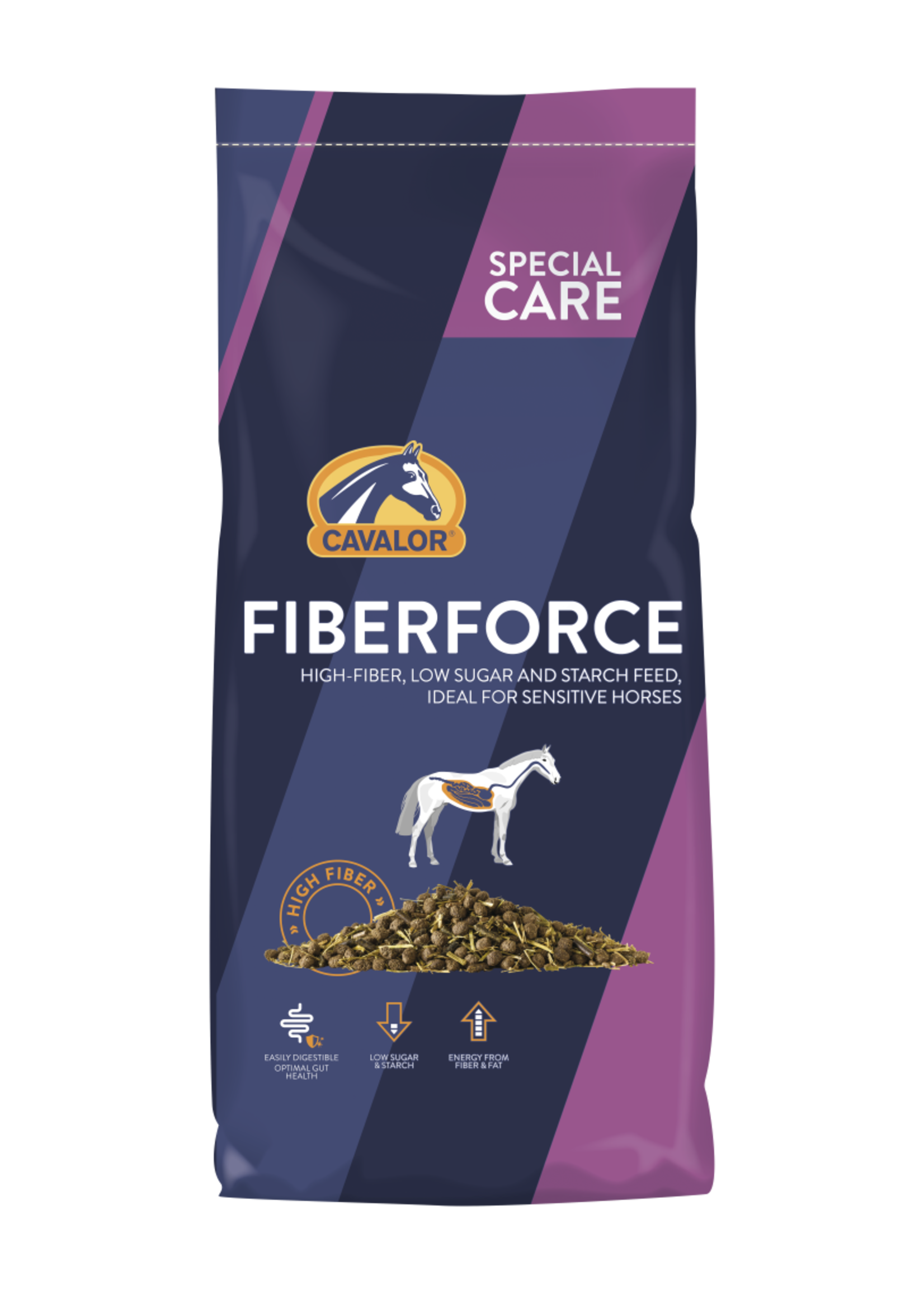 Cavalor Cavalor FiberForce 15 kg | Vezelrijke voeding met laag suiker- en zetmeelgehalte voor gevoelige paarden