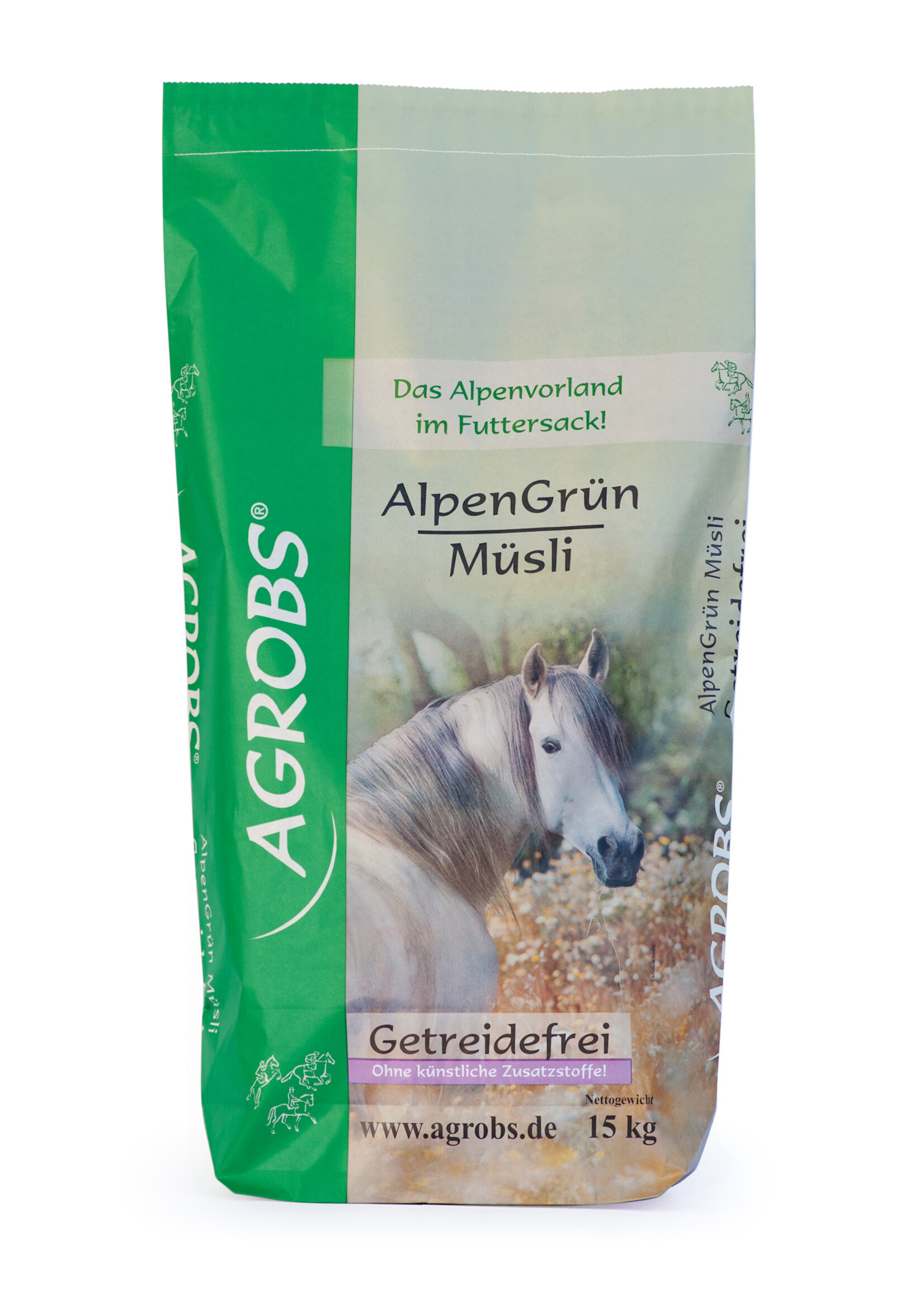 Agrobs AGROBS AlpenGrün Müsli 15 kg | Graanvrije vezelmuesli met kruiden voor een natuurlijke paardenvoeding