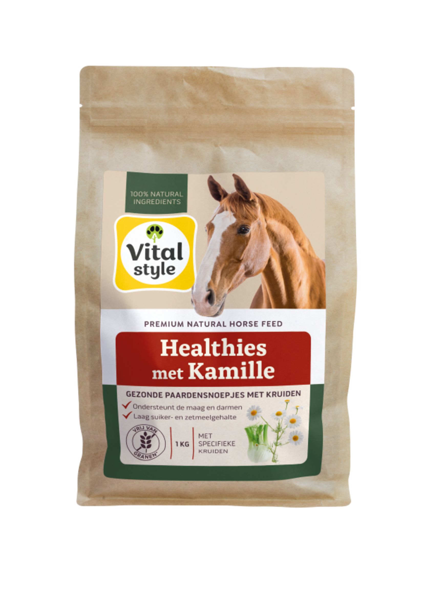 Vitalstyle VitalStyle Healties Kamille 1 kg | Natuurlijke beloning met kamille voor paarden en pony's