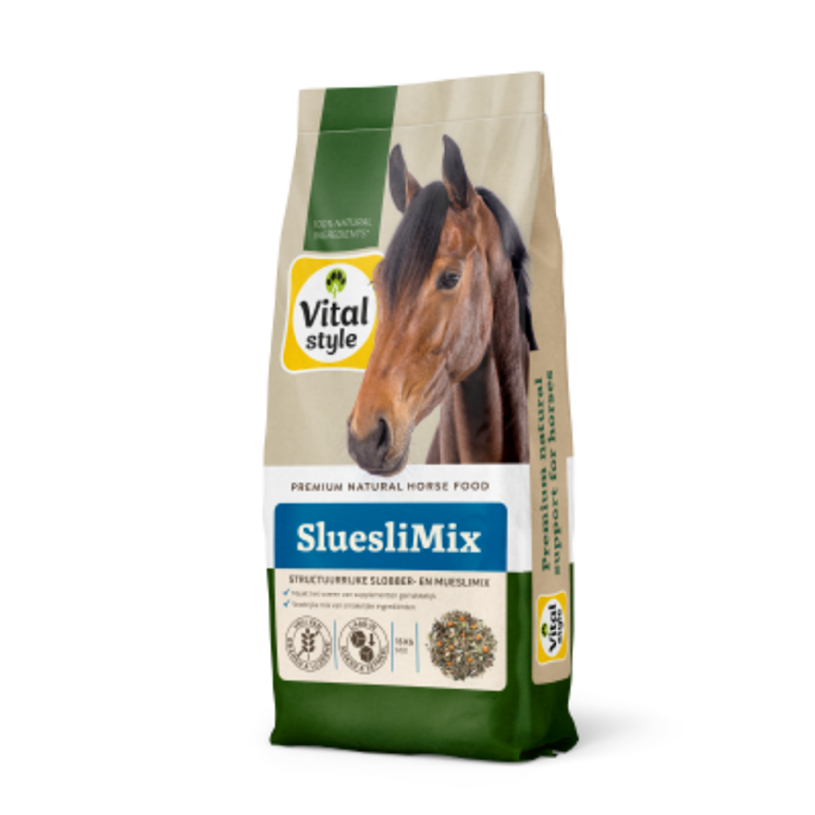 Vitalstyle Vitalstyle SluesliMix 15 kg | Graanvrije slobber- en mueslimix voor gevoelige en kieskeurige paarden