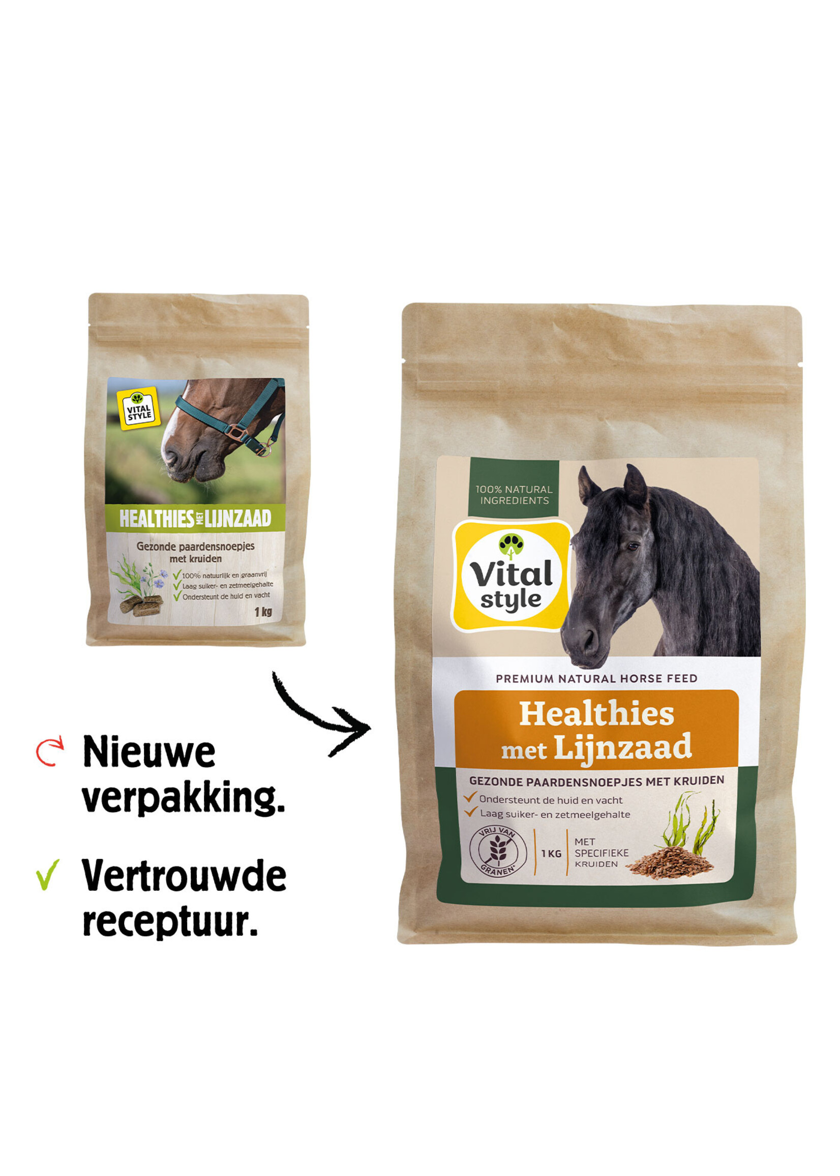 Vitalstyle VitalStyle Healthies met Lijnzaad 1 kg | Gezonde beloning voor huid en vacht