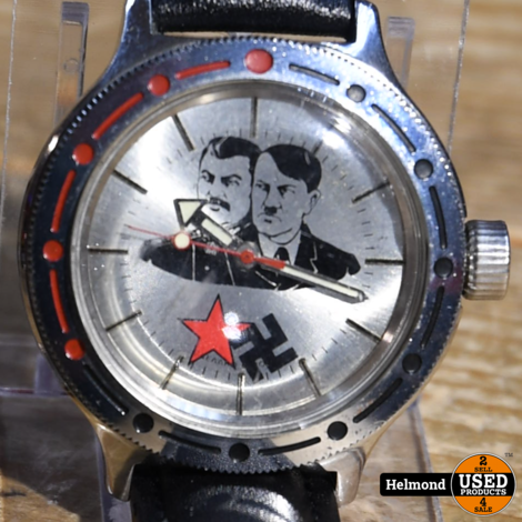 Russisch WWII Hitler- Stalin Automaat Horloge Heren Zilver | Nette Staat