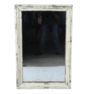 Spiegel lijst patina creme/groen