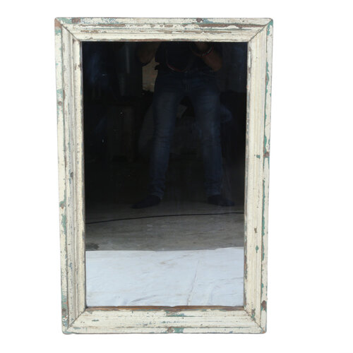 Spiegel lijst patina creme/groen