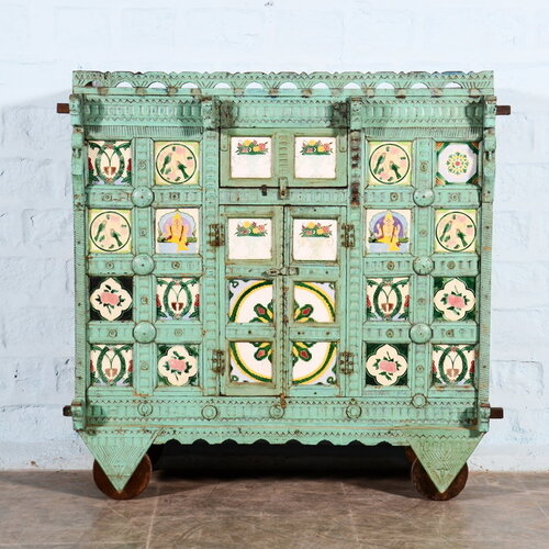 Antiek turquoise Damchiya dressoir