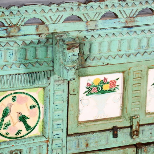 Antiek turquoise Damchiya dressoir