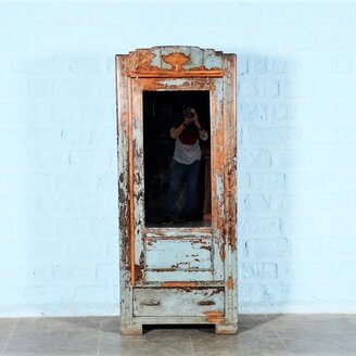 Art Deco kast met spiegel blauw