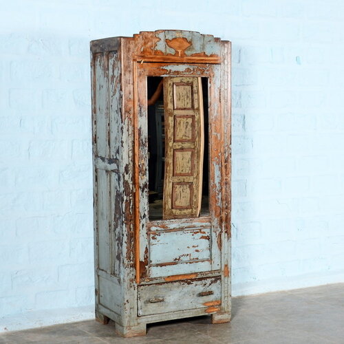 Art Deco kast met spiegel blauw