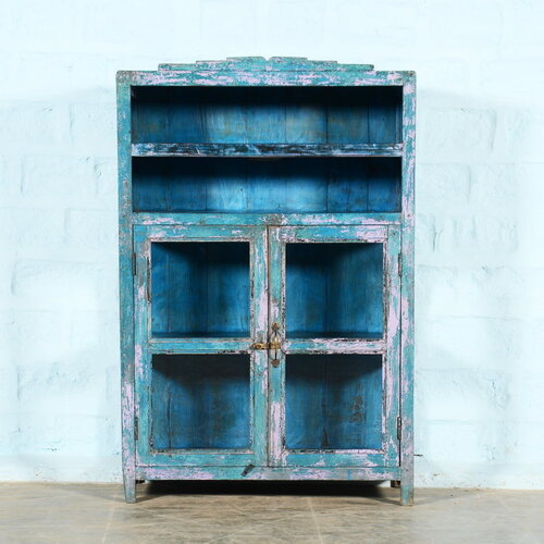 Vitrinekast blauw / roze